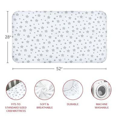Crib Sheets for Girls 4 Pack, Fitted Crib Sheets for Standard Size Crib and Toddler Mattresses, Soft and Breathable Baby Gift Girl Set, Pink - Image 3