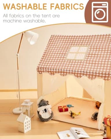 RONGFA Playhouse for Indoor & Outdoor, with Star Light, Flags and Carry Bag, Washable Kids Tent for Girls & Boys (Lattice Top Tent) - Image 2
