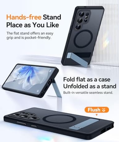 CANSHN Strong Magnetic & Seamless Stand Designed for Samsung Galaxy S25 Ultra Case (2025) [Adjustable Kickstand] [Compatible with Magsafe] Translucent Matte Back, Black - Image 3