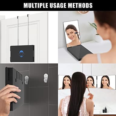 OLIBUY 3 Way Mirror with 10X Magnification, Three Way Mirror for Hair Cutting Shaving and Braiding, Height Adjustable with Two Hold Nails, 360 Viewing Angle, Clear Anti-Fog HD Glass - Image 5