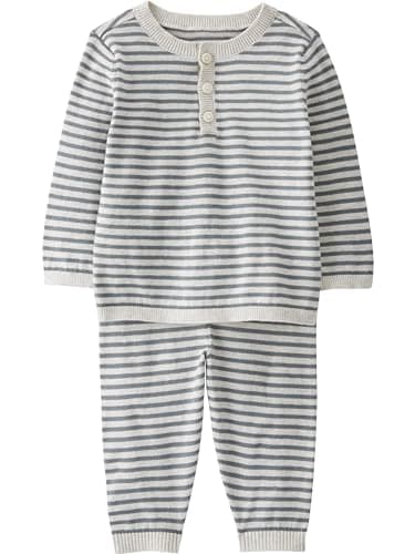 little planet by carter's unisex-baby Sweater Knit 2-Piece Set made with Organic Cotton, Grey Heather, 12M - Image 1