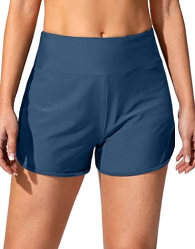 Jarvanv Women's Swim Shorts with Pockets High Waisted Tummy Control Board Swimsuit Bathing Shorts for Women with Liner Swim Bottoms(Dark Blue,XXL) - Image 2