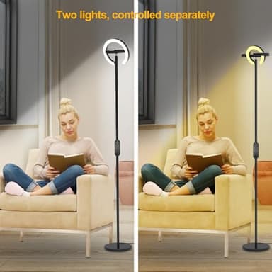 EPABINA Floor Lamp for Living Room, 75.5 Inch Tall Standing Lamp for Bedroom with 2 312° Rotatable Ring Lights, 36W Bright Stepless Dimmable LED Floor Light with Remote Control for Office Dining Room - Image 5