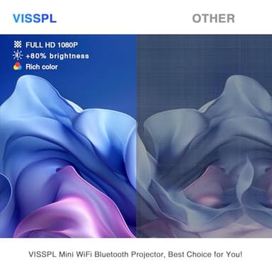Mini Projector with WiFi and Bluetooth, VISSPL Full HD 1080P Projector, Portable Outdoor Projector with Tripod, Home Theater Movie Phone Projector Compatible with Android/iOS/Windows/TV Stick/HDMI/USB - Image 2