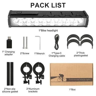 Bike Lights, 17 LED 25500 Lumen Bicycle Light with 4 Modes, 10000mAh USB Rechargeable Bike Light, Bike Headlight with Digital Power Display, Wide Beam Bike Lights for Night Riding - Image 7