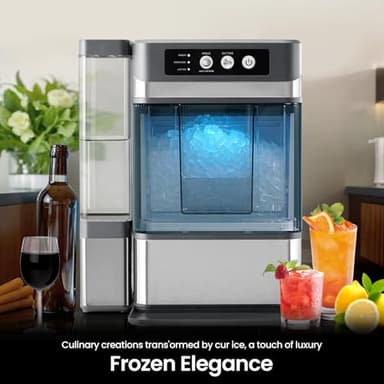 Chewable Crunchable Countertop Nugget Ice Maker，with Side Water Tank,41 Lbs in 24 Hours， Self-Cleaning, One-Click Operation, Stainless Steel,Ideal for Parties, Kitchens, Bars, Offices - Image 5