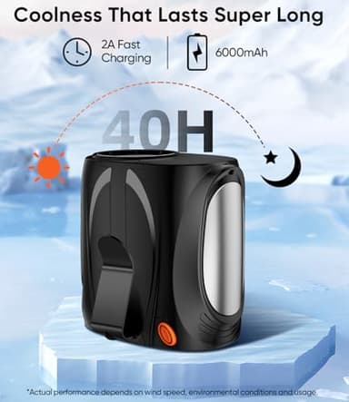 AI Portable Waist Fan, 6-Speed 16000RPM Strong Turbo Airflow, 40H Max Cooling Battery Powered Personal Fan Rechargeable, Hands-Free Shirt/Belt/Neck Fan for Work, Outdoor, Travel, Gift for Men - Image 7