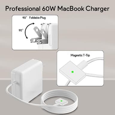 Mac Book Pro Charger - 60W T-Tip Magnetic Charger Power Adapter, Compatible with Mac Book Air/Pro 13-Inch Retina Display(After 2012) - Image 3