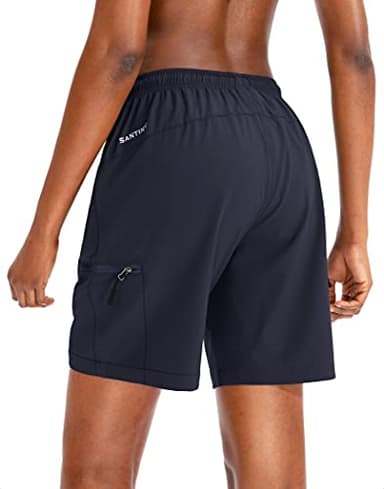 SANTINY Women's 5''/ 7''/9'' Hiking Cargo Shorts Quick Dry Lightweight Summer Shorts for Women Athletic Golf Zipper Pockets(Navy_M) - Image 3