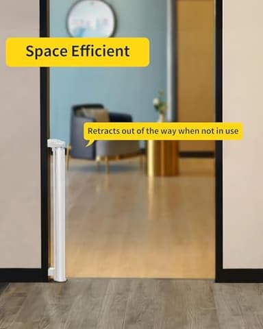 AOURMKOOP Retractable Baby Gate,Mesh Baby Gate or Mesh Dog Gate,33" Tall,Extends up to 55" Wide,Child Safety Gate for Doorways, Stairs, Hallways, Indoor/Outdoor（White,33"x55") - Image 4