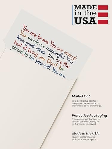 “You Are Brave, You Are Enough” Inspirational Wall Art Print – Affirmation Typography Poster for Self-Love, Mental Health – Classroom, Office, Bedroom, Therapy Room Décor – 8x10 Unframed - Image 3