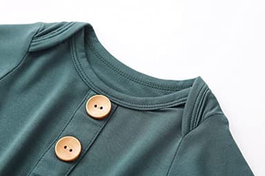 Newborn Baby Boys Girls Knotted Gown Hat Set Soft Viscose from Bamboo Infant Sleeper Baby Sleep Gown with Mittens (Deep Green, 0-3 Months) - Image 3