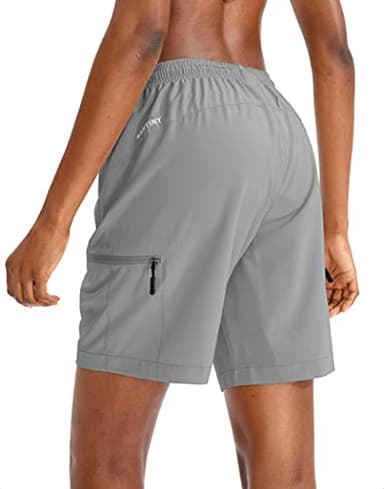 SANTINY Women's 5''/ 7''/9'' Hiking Cargo Shorts Quick Dry Lightweight Summer Shorts for Women Athletic Golf Zipper Pockets(Light Grey_L) - Image 3