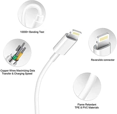 [Apple MFi Certified] iPhone Charger, 2Pack Lightning Cable Apple Charging Cords &Fast Quick USB Wall Charger Travel Block Plug Adapter for iPhone 14/13/12/11 Pro/11/10/XS MAX/XR/8/7/6s/6 Plus - Image 5