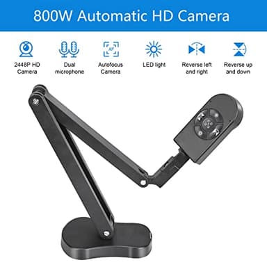 Kitchbai 4K USB Document Camera for Teacher, 8MP Webcam & Visualiser for A3 Size with Dual Microphones, 3-Level LED Light, Image Invert, Foldable for Live Demo, Work with Windows, macOS and Chrome OS - Image 2