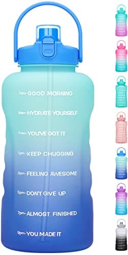 HydroPal 1 Gallon Water Bottles with Straw, 128 oz Water Bottle BPA Free Innovative 2-IN-1 Lid Gym Bottle with Times to Drink Motivational, Large for Sports Fitness Camping Water Jug （13.8X5.5 inch） - Image 1