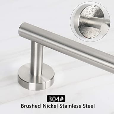 NearMoon Bath Towel Bar, Thicken Stainless Steel Shower Towel Rack Holder Wall Mounted for Bathroom, 24-lnch Overall Length-21-lnch Usable Hanging Space (1 Pack, Brushed Nickel) - Image 3