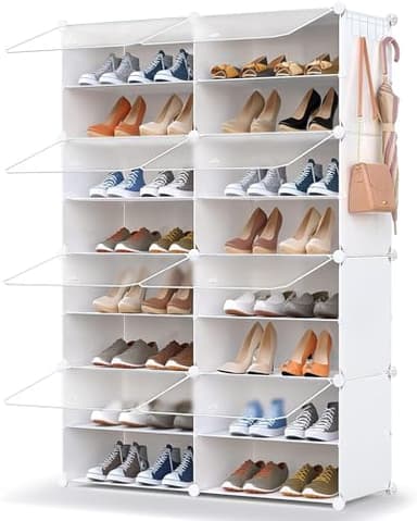 HOMICKER Shoe Storage,32 Pairs Shoe Rack Organizer for Closet Shoe Cabinet with Door Shoe Shelves for Closet,Entryway,Hallway,Bedroom - Image 1