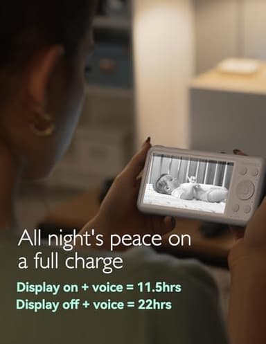 Momcozy Video Baby Monitor, 1080P 5" HD Baby Monitor with Camera & Wall Mount, Infrared Night Vision, 5000mAh Battery, 2-Way Audio, Temperature Sensor, Lullabies, 960ft Range, Ideal for New Moms, BM01 - Image 5