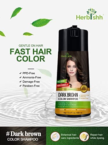 Herbishh Hair Color Shampoo for Gray Coverage - Enriched Formula with Conditioner - Long Lasting & DIY (DARK BROWN) - Image 3