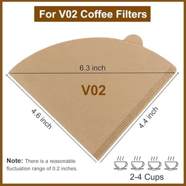 Coffee Filters, Size 02 Unbleached Cone Filters, 200 Count Disposable Natural Paper Filters 2-4 Cup, 02 Cone For Pour Over and Drip Coffee Maker - Image 2