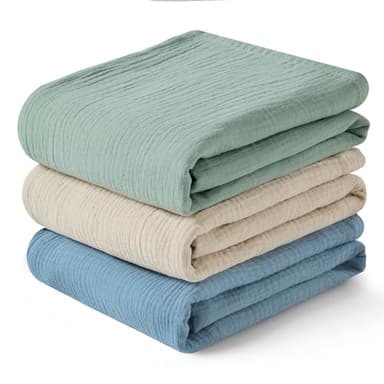 JELLYMONI Muslin Swaddle Blankets for Unisex, 3 Pack Newborn Receiving Blanket, Large 47 x 47 inches Soft Breathable Muslin Baby Blanket for Newborn Boys & Girl - Image 1