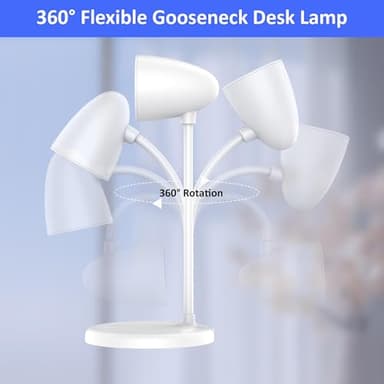 Desk Lamp for Home Office,3 Light Colors,Flexible Gooseneck Table Lamp,Dimmable Reading Light for Bedside Small Desk Lamp for College Dorm Room,Bedroom Desk Light White - Image 5