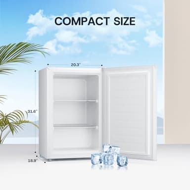 Upstreman 3.0 Cu.ft Small Mini Freezer Upright Freezer with Reversible Door, Fast Cooling, 5 Adjustable Thermostat, Stand Up Freezers with Ice Trays Defrosting Tools for Home, Dorm (White) - Image 2
