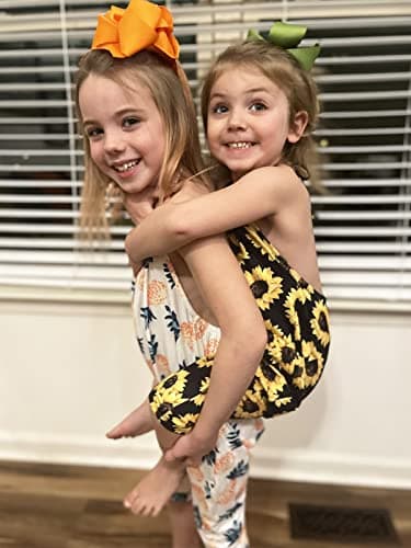 RAISEVERN 2T 3T Romper Baby Girls Slouch Jumpsuit Toddler Infant Strap Backless Sunflower Jumper One Piece Harem Outfits Kid Overalls - Image 5