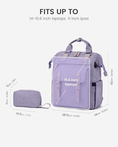 LOVEVOOK Laptop Backpack for Women, 15.6 Inch Teacher Nurse Bag Work Travel Computer Backpacks Purse, College Bookbag for School, Water Resistant Daypack, 15.6 inch - Image 7
