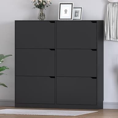 BORNOON Shoe Cabinet with 6 Flip Drawers, Slim Narrow Shoe Storage Cabinet, Freestanding Shoe Organizer for Entryway, Hallway, Foyer - Image 3