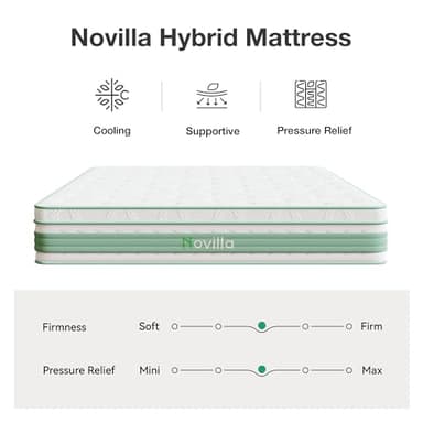 Novilla King Size Mattress 14 Inch, Hybrid Mattress King for Motion Isolation, Gel Memory Foam with Pressure Relief for Cool Night Sleep, Medium Firm Mattresses with Pillow Top, Certipur-Us Certified - Image 6