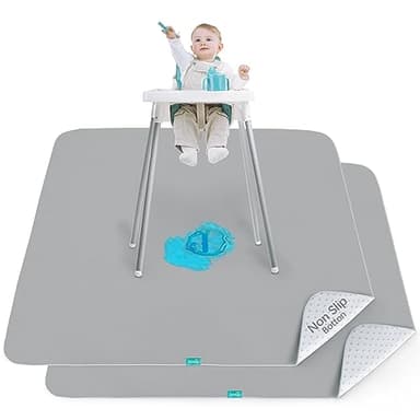 Splat Mat 2 Pack for Under High Chair & Arts & Crafts & Eating Mess, Waterproof 42''×46'' Baby Playtime Anti-Slip High Chair Mat for Floor or Table, Reusable & Portable Splash Mat - Image 1