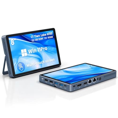 KOOSMILE Mini PC N150(up to 3.6GHz), 12GB DDR5 RAM 256GB/512GB/1TB M.2 SSD Mini PC with 8-Inch Touchscreen 4K Dual Display,WIFI6,BT5.2,12 Ports, Portable Mini Computer(N150-12GB+512GB) - Image 1