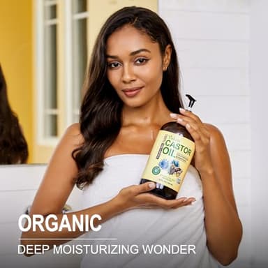 Yoken EWG Verified Castor Oil Glass Bottle 32 fl oz (with Pump) 100% Pure Castor Oil for Skin Face Hair, Cold Press, Hexane Free, Unrefined Caster oil for Pack Wrap Deep Nourish Body - Image 3