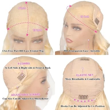 613 HD Lace Frontal Wig - 13x6 Body Wave Blonde Human Hair Wig, 200 Density, 34 Inch, Pre Plucked with Baby Hair - Image 4