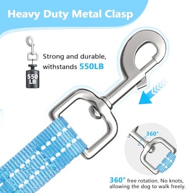 XiaZ 100 Feet Dog Training Leash, Nylon, Blue, Reflective, Padded Handle, 550 LBS Bearing, Suitable for Small, Medium Dogs and Cats - Image 5