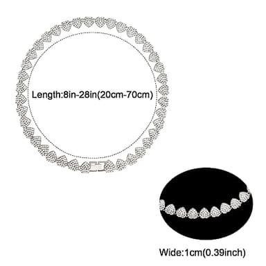 Glitter Metal Cuban Diamond Dog Chain Dog Training Chain with Secure Buckle Heart-Shaped Pet Collars for Large Medium Dogs - Image 4