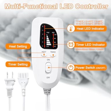 Heating Pad,Electric Heating Pads for Back,Neck,Abdomen,Moist Heating Pad for Shoulder,Knee,Arms,Legs,Dry/Moist Heat & Auto Shut Off,Birthday Gifts for Men and Women(Light Gray, 24''×12'') - Image 8