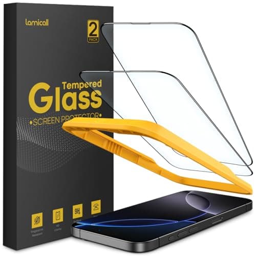 Lamicall Screen Protector for iPhone 16 Pro Max (6.9"), [Top 9H Tempered Glass Film], Easy Alignment Frame, Fingerprint Resistant, 0 Bubbles, HD Clear for iPhone 16 Pro Max Tempered Glass - [2 Pack] - Image 1