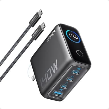 Anker Laptop Charger, 140W MAX USB C Charger, 4-Port Multi-Device Fast Charging, Advanced GaN Power Adapter, Intuitive Touch Controls, for MacBook, iPhone 17/16 Series, Samsung Galaxy, Pixel, and More - Image 1