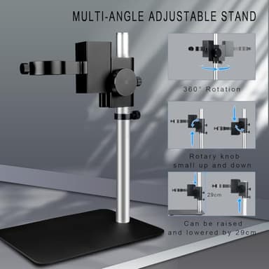 NICE-POWER Digital Microscope with Metal Base, 13MP 1080P HDMI VGA Industrial Microscope Magnifier, 130X Zoom C-Mount HD Lens, LED Ring Light, Soldering Electronic Repair Bench Microscopes - Image 6