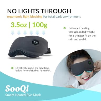 SooQi Rechargeable Cordless Heated Eye Mask - Weighted Compress with Graphene Heating for Dry Eyes, Fatigue, Sleep, and Travel - Image 8