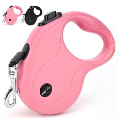 enrgticdg 16Ft Retractable Dog Leash,Light Weight Leash for Small to Medium Dogs/Cats Up to 50lbs,Stainless Steel Spring Strong Nylon Tape, Tangle Free, One-Handed Brake.(Pink) - Image 1