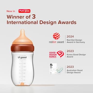 Thyseed Glass Natural Anti-Colic Baby Bottles | Newborn Breast Like Nursing Bottle for Breastfed Babies with Nipple(3-7 Months),8oz,1pack - Image 8