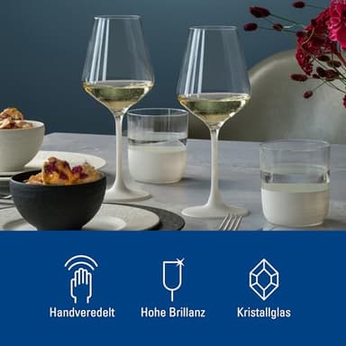 Villeroy & Boch - Manufacture Rock Blanc White Wine Goblet Set, 4 pcs. Set of Drinking Glasses, 13.75 oz, Crystal Glass, Matte White Slate Look - Image 2