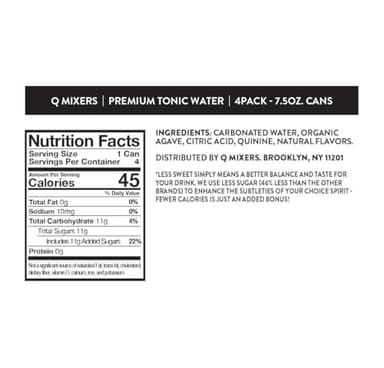 Q TONIC WATER with Real Quinine & Organic Agave - Ideal for Cocktails & Mocktails - Made with Real Ingredients, Perfectly Carbonated & Less Sweet - 45 Calories per Can - 7.5 Fl oz (Pack of 24) - Image 2
