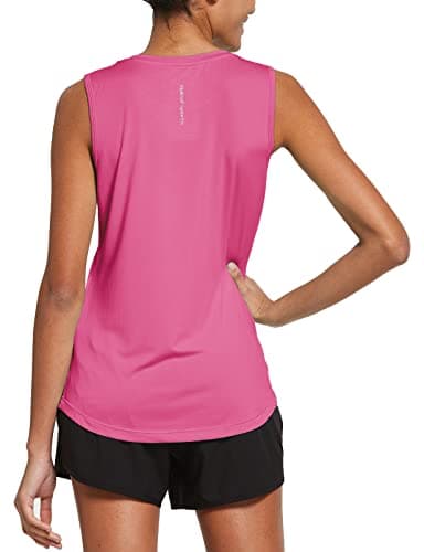 baleaf Women's Workout Tank Tops Sleeveless Exercise Tennis Running Shirts Activewear Fitness Gym Tops Pink S - Image 1