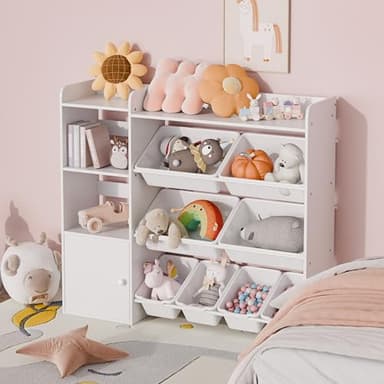 Xilingol Kids Toy Storage Organizer, 4-Tier Toy Organizers W/8 Removable Storage Bins, Kid Bookshelf and Toy Storage for Study Room, Bedroom, Kids Room, Classroom, Nursery - Image 2