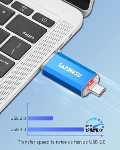 SANKESU USB C Flash Drive 256GB Thumb Drive for Android Phone USB 3.1 Type-A & Type-C Dual OTG Photo Storage Memory Stick Compatible with PC Laptop Macs Smartphone Tablet - Image 3